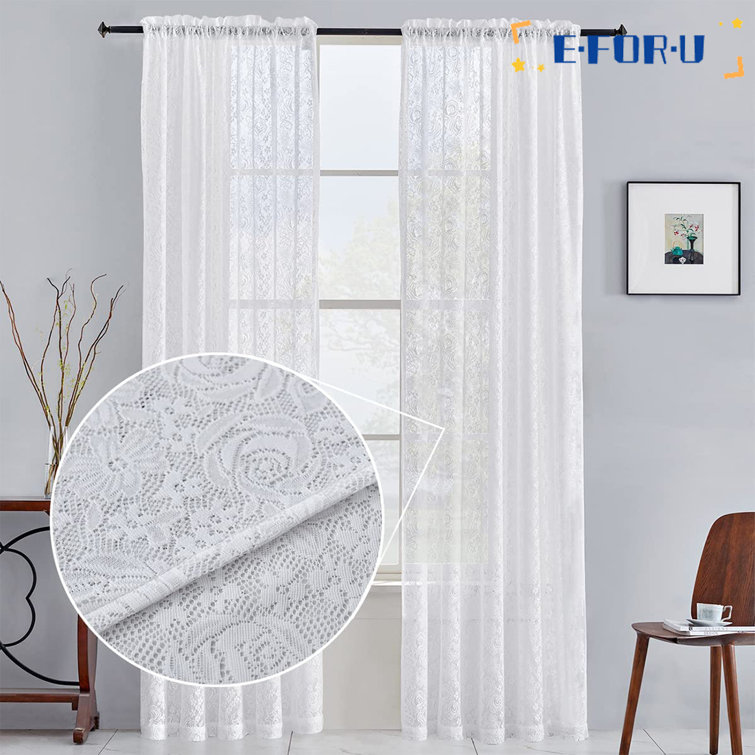 E.FOR.U Lace Curtains 84 Inches Long Wayfair